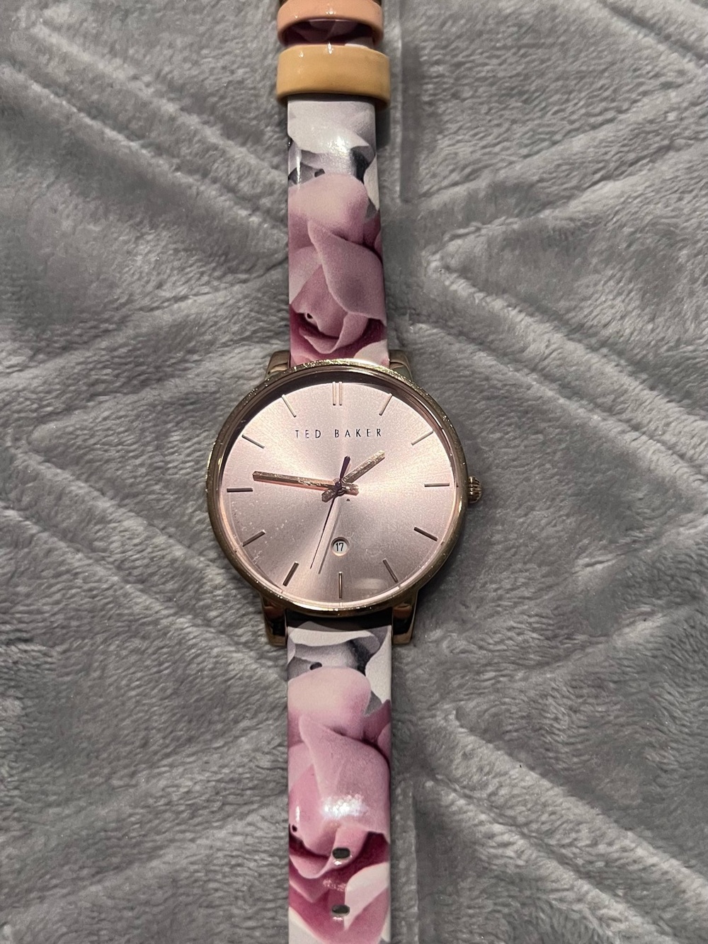 Ted Baker Rose Gold Case Pink Floral Strap Watch